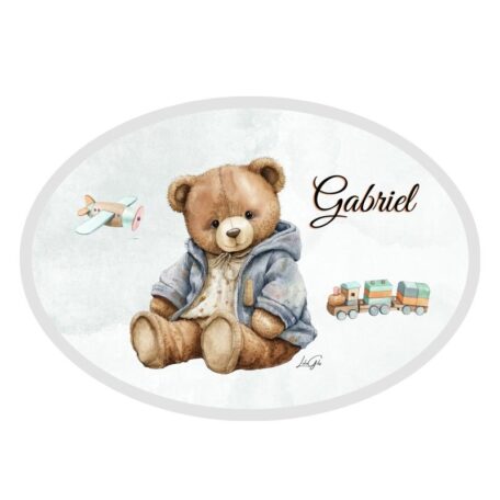 Plaque de porte intérieur Ourson avec jouets - Les Scrapouz