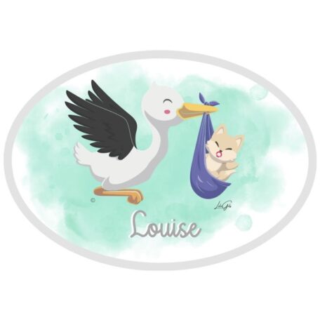 Plaque de porte intérieure Cigogne avec bébé - Les Scrapouz