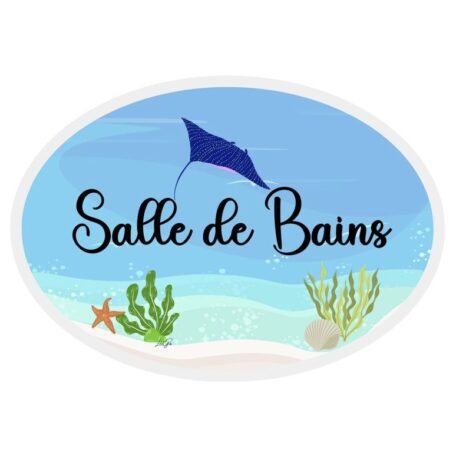 Plaque de porte intérieure Salle de bains avec fond marin - Les Scrapouz