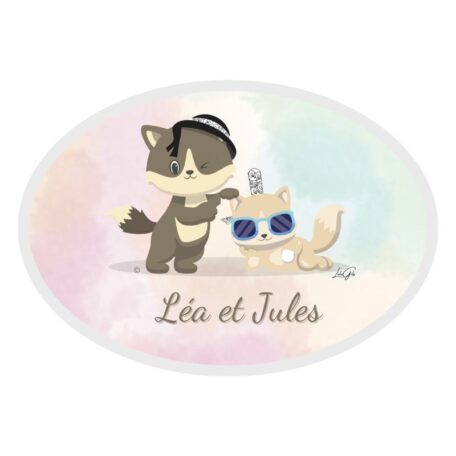 Plaque de porte intérieure Scrapou et Scrapette lunettes de soleil - Les Scrapouz