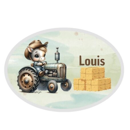 Plaque de porte intérieure Tracteur avec cheval - Les Scrapouz