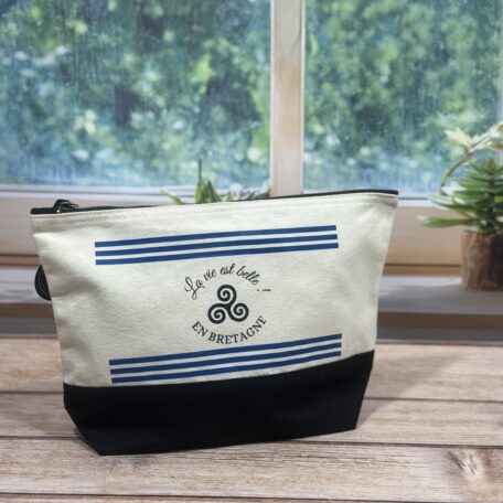 Trousse Coton Noir:Ecru - La vie est belle - Les Scrapouz